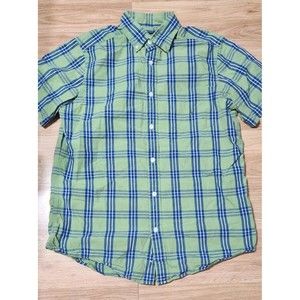 Nautica Sanded Poplin Men Size Small Chest 20 Length 30  Green Blue button shirt